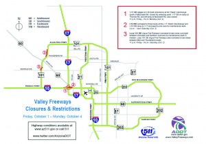 Weekend closures and restrictions on Valley freeways Oct. 1-4