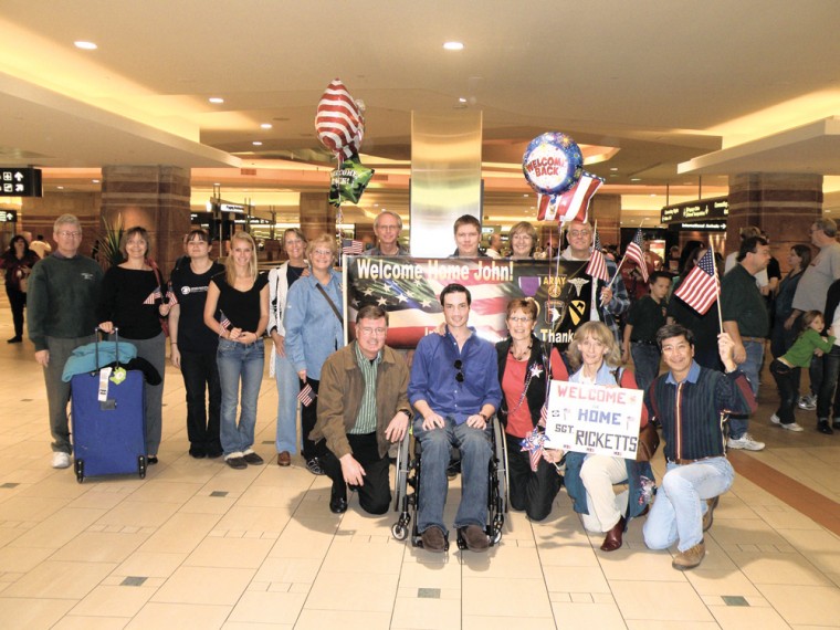 Sergeant John Ricketts arrives at Sky Harbor Airport
