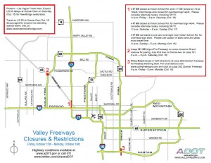 Weekend Closures & Restrictions on Valley Freeways, October 15 - 18, 2010