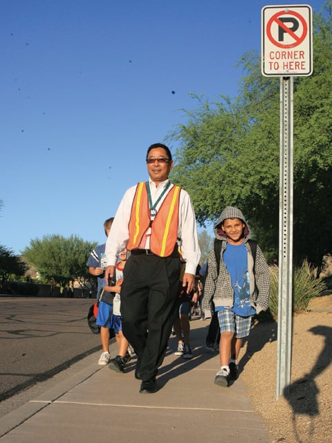 Students observe Walk to School Day