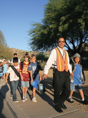 Students observe Walk to School Day 