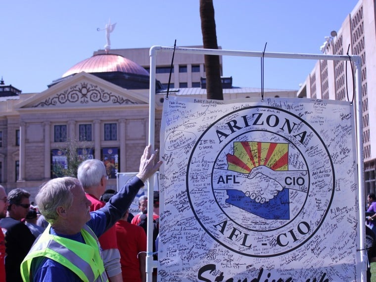 Union Supporters protest bills at Arizona Capitol