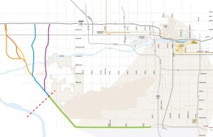 The Pecos Road alignment of the planned Loop 202 extension