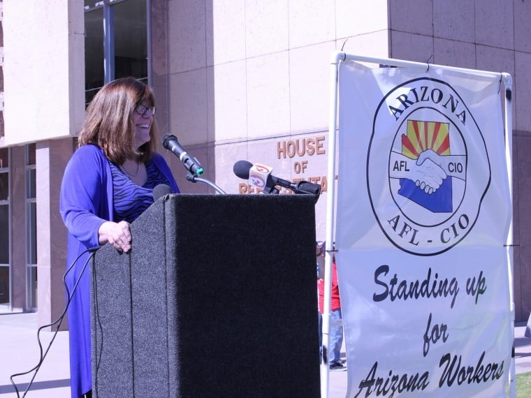 Union Supporters protest bills at Arizona Capitol