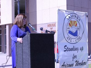 Union Supporters protest bills at Arizona Capitol