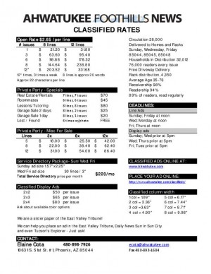 2012 Classified Rate Card