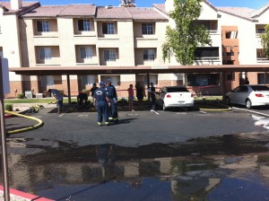 The fire was contained at 3:05 p.m.