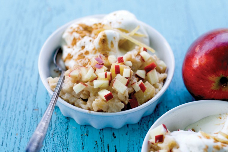 Caramelized apple ginger rice pudding