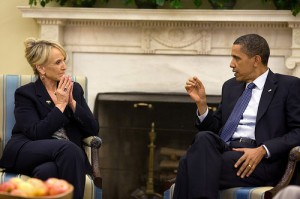 Jan Brewer and Barack Obama