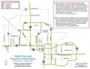 Weekend closures and restrictions on Valley freeways, Aug. 27 - 30