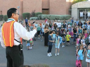 Students observe Walk to School Day 