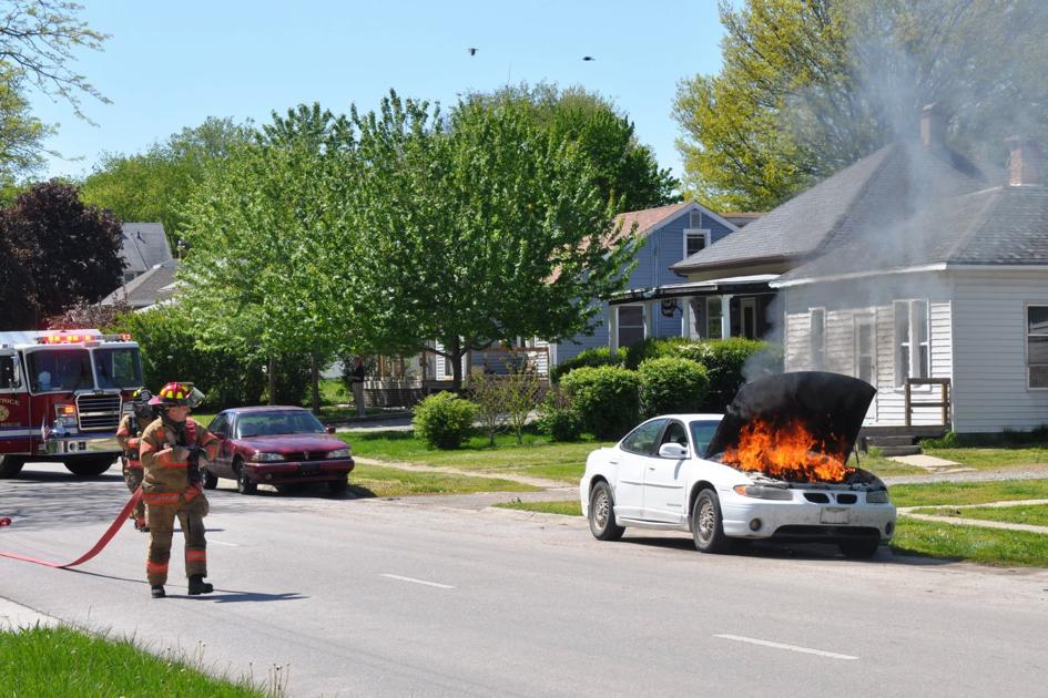 Car catches fire on Market Street