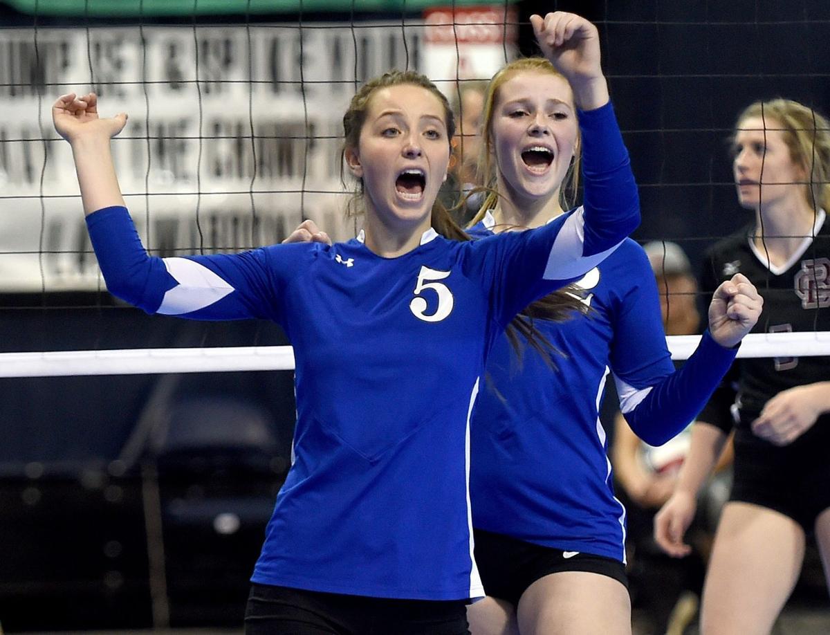 Havre's Dani Wagner and Madison Huebsch celebrate