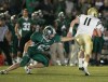 Sean Getchell of Billings central pressures the Dillon quarterback