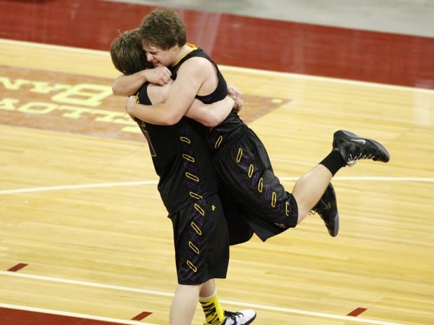 Bryce Herman and Shawn Nardella of Laurel celebrate