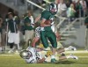 Connor Cerkovnik of Billings Central breaks a tackle