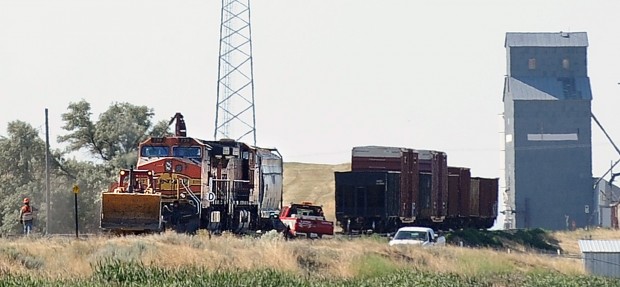 Crews work on the railroad tracks near Broadview
