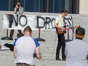 Musicians protest police drone use