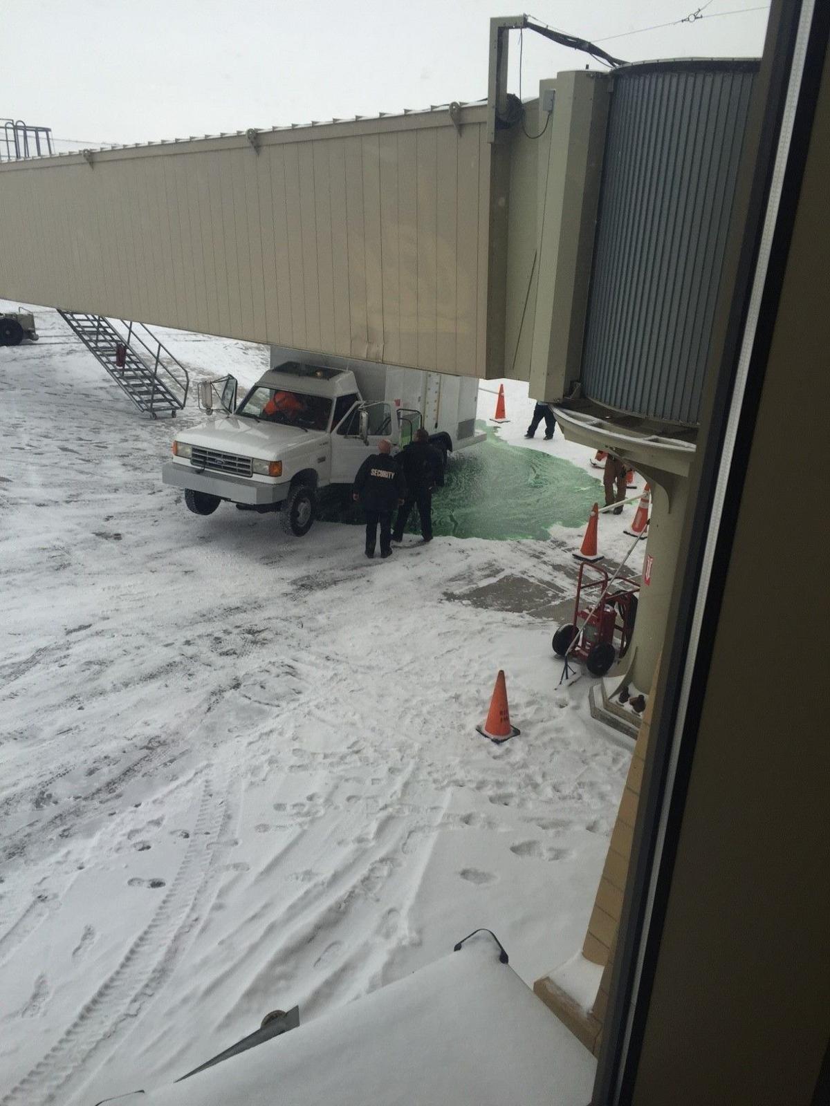 Truck crashes into jetbridge Local news for BismarckMandan, North
