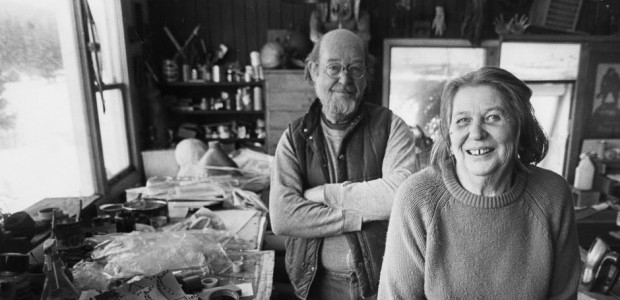 <p>Photo courtesy of the DeWeese family Bob and Gennie DeWeese in
Gennie's art studio at their Cottonwood Canyon home in the
1980s.</p>
