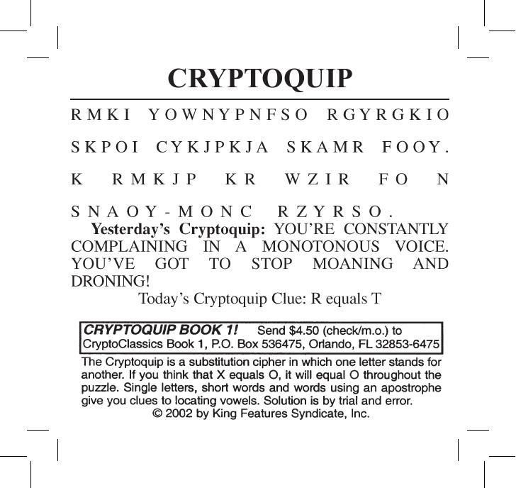 092515 Cryptoquip - Cecil Daily: Cryptoquip