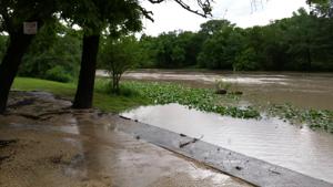 Flooding at low water crossing near Lions Park in Center Point
