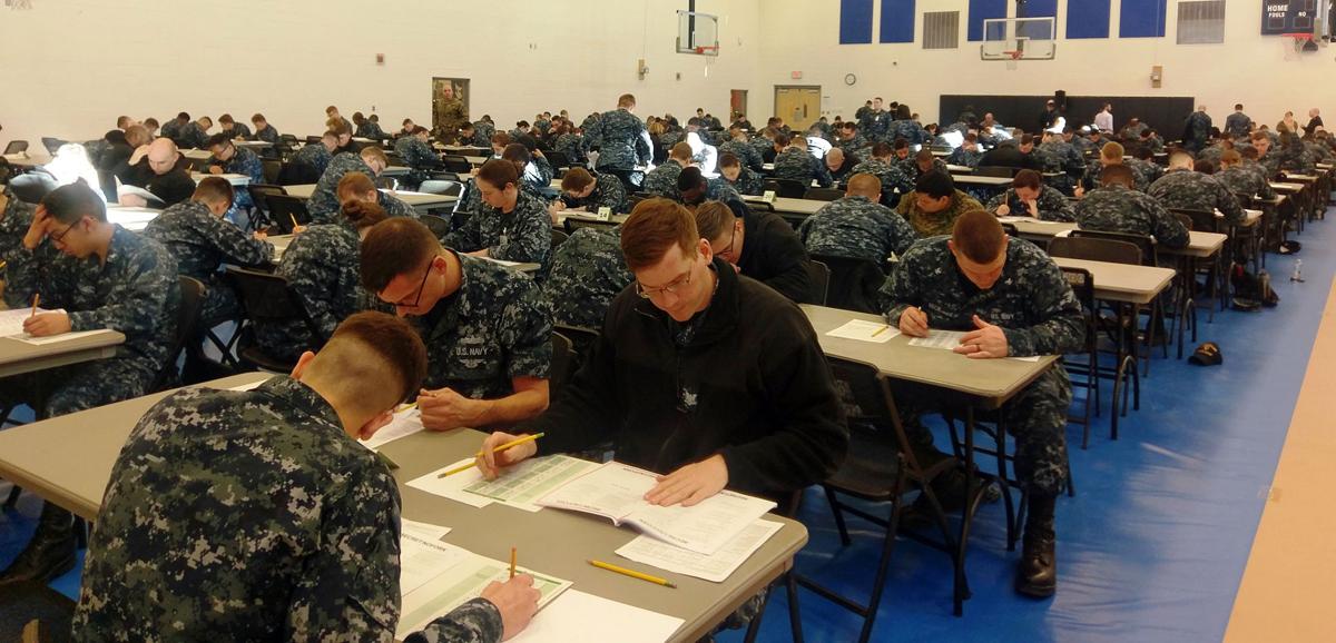 Over 300 Sailors Take the NavyWide E5 Advancement Exam at Naval Over 300 Sailors Take the NavyWide E5 Advancement Exam at Naval