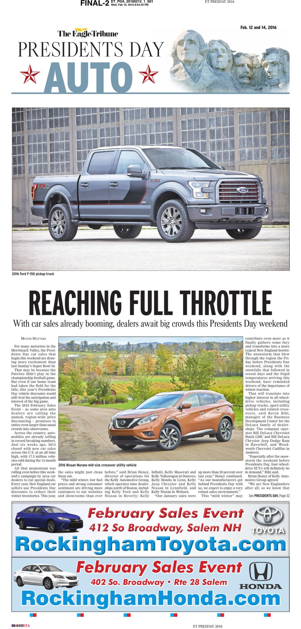 2016 Presidents Day Auto Section