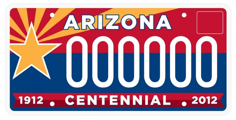 Arizona centennial license plate