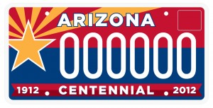 Arizona centennial license plate