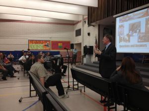 Mike Cowan speaks to Eisenhower Elementary School