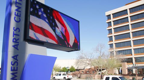 Mesa Arts Center marquee being installed 