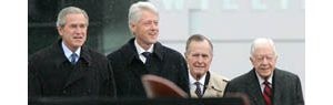 Former presidents pay tribute to Clinton 