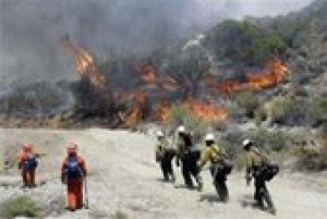 Two big wildfires merge in Southern California 