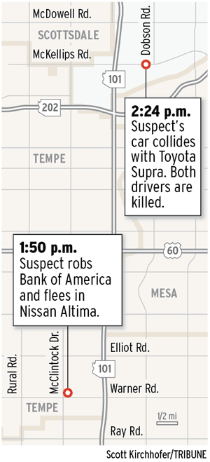 Bank heist pursuit ends in two deaths 
