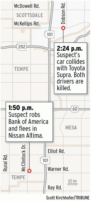 Bank heist pursuit ends in two deaths 