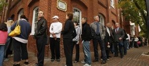 Long lines greet voters as polls are U.S. deluged 