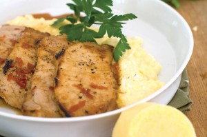 Pork cutlets with polenta