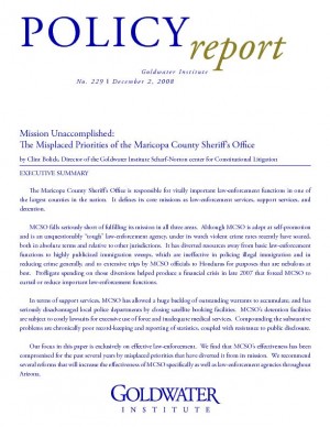 Mission Unaccomplished: The Misplaced Priorities of the Maricopa County Sheriff's Office (2008)