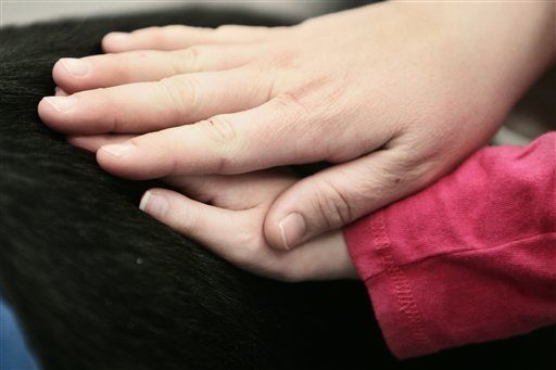 Therapy dog helps calm children