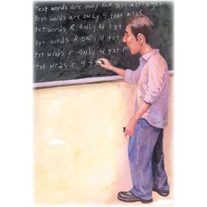 Internet message shorthand enters the classroom in all the wrong places 