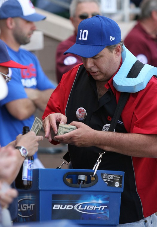 Beer vendor for a day. 