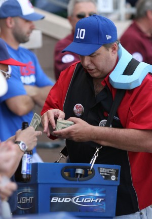 Beer vendor for a day. 