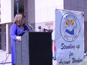 Union Supporters protest bills at Arizona Capitol