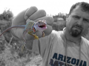 Wildman Phil and a lizard