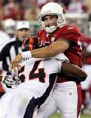 Cards' QB Leinart leaves game with injury 