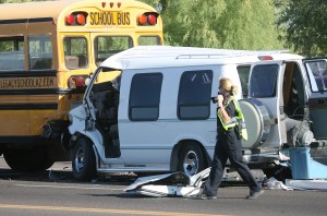 Van into Bus accident 
