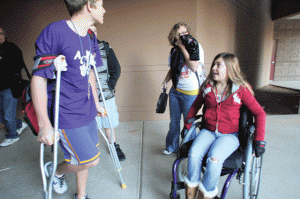 Mackenzie Saunders returns to school 