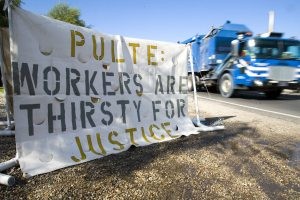 Small group of protesters rallies against Pulte 