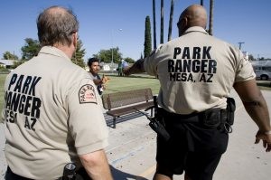 Mesa park rangers distribute water to needy 